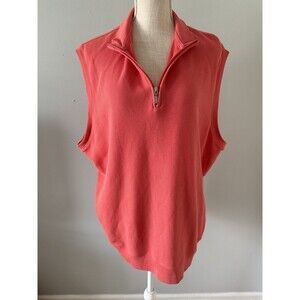 Peter Millar Sweater Vest Women’s XL Pink Golf Knit Cotton‎ Sleeveless 1/4 Zip